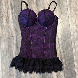 Lace Bustier in Purple and Black